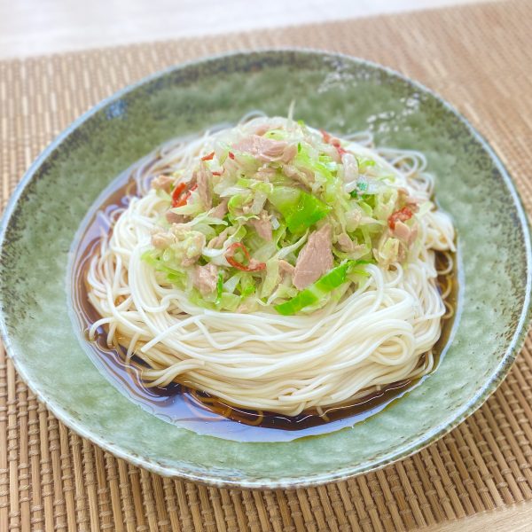 たっぷりキャベツのピリ辛ツナ素麺