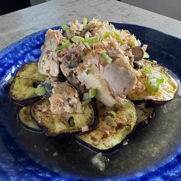 お手軽減塩！なすの鯖おかかのせ